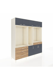 Kronos Dolap 8 Raflı 4 Çekmeceli 3 Askılı 220x59x243 Aytaşı-Antrasit/Çam