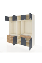 Kronos Dolap 8 Raflı 4 Çekmeceli 3 Askılı 220x59x243 Aytaşı-Antrasit/Çam