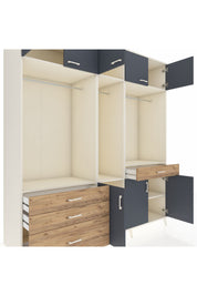 Kronos Dolap 8 Raflı 4 Çekmeceli 3 Askılı 220x59x243 Aytaşı-Antrasit/Çam