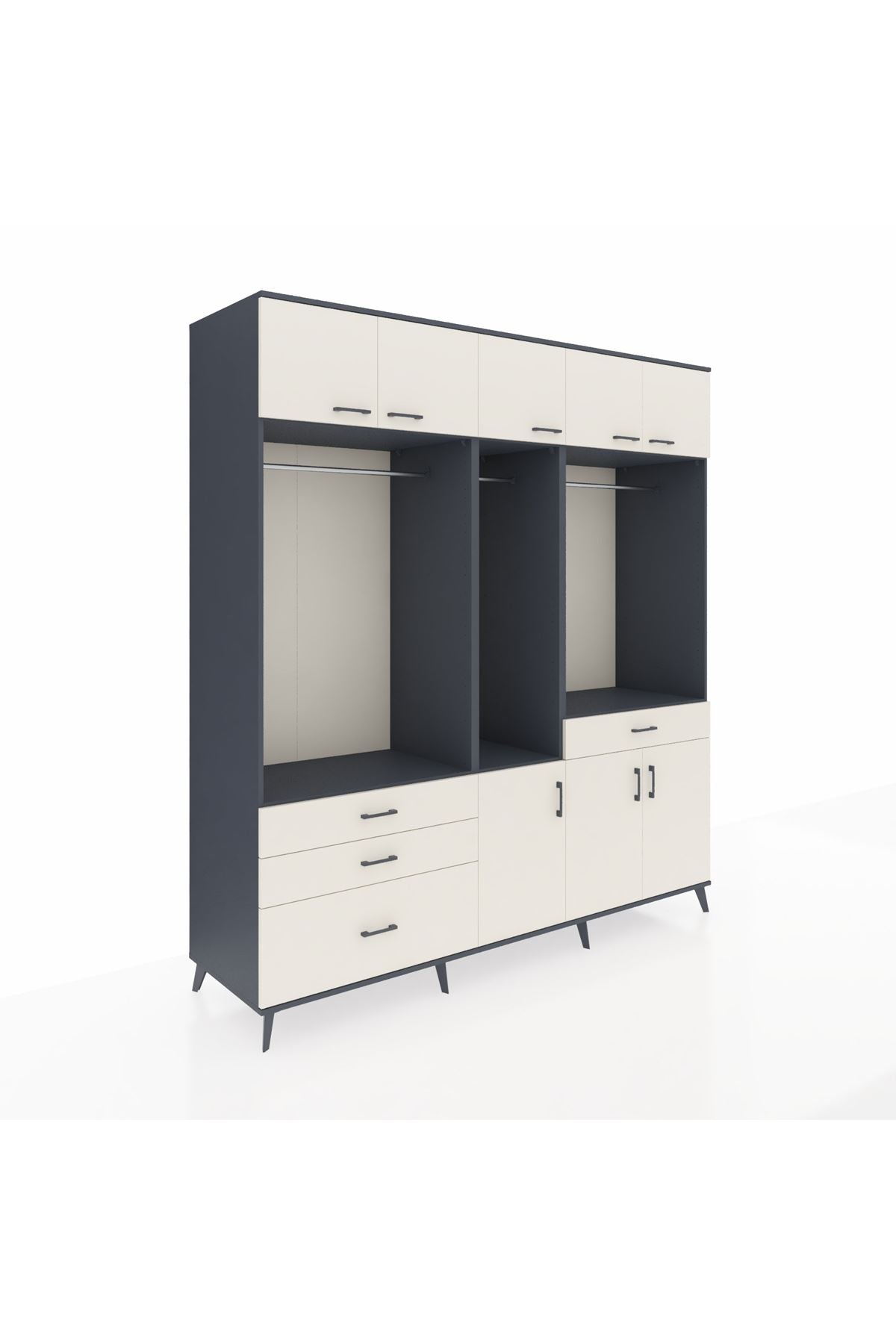 Kronos Dolap 8 Raflı 4 Çekmeceli 3 Askılı 220x59x243 - S784M059V13C