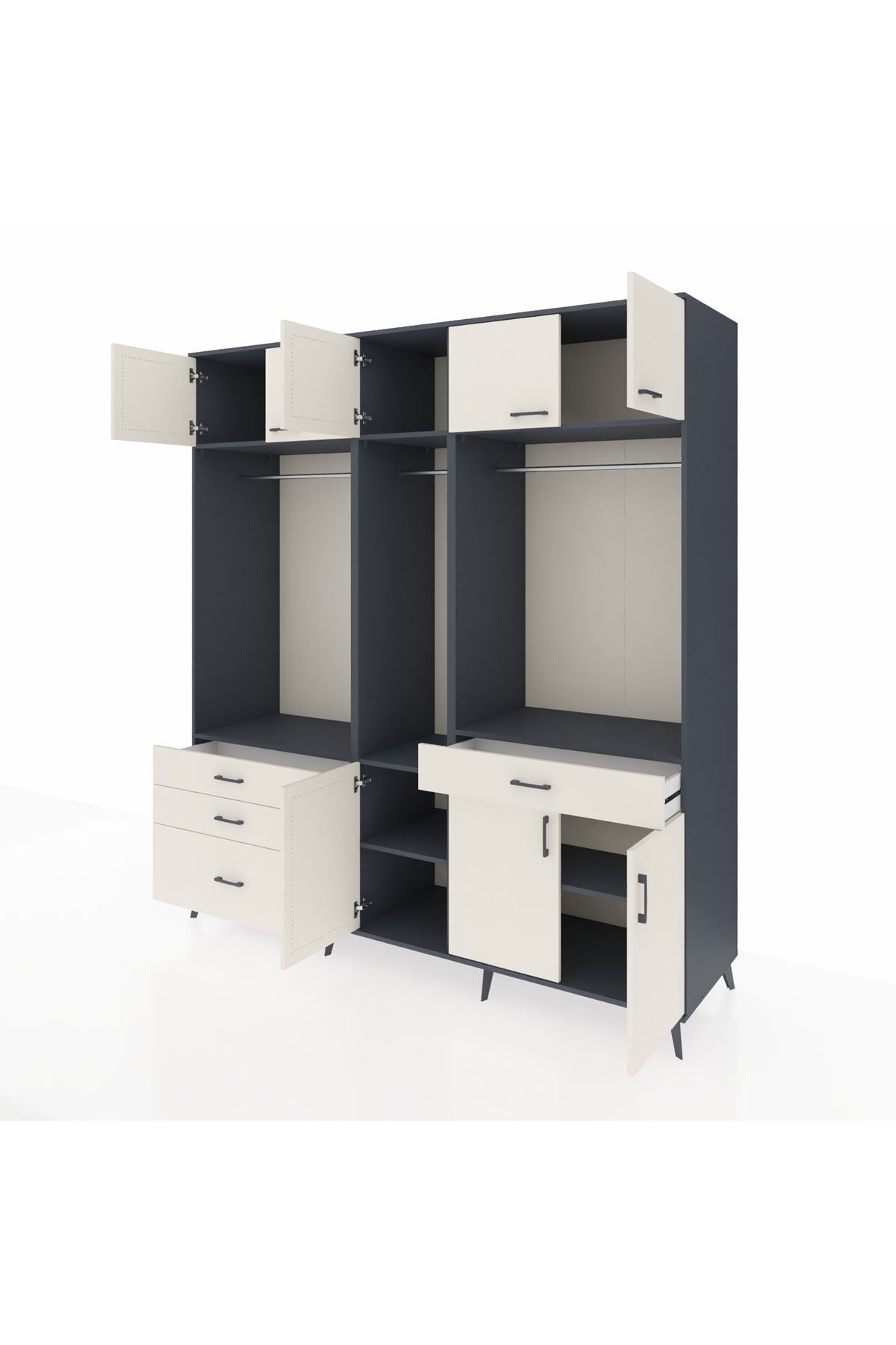 Kronos Dolap 8 Raflı 4 Çekmeceli 3 Askılı 220x59x243 - S784M059V13C