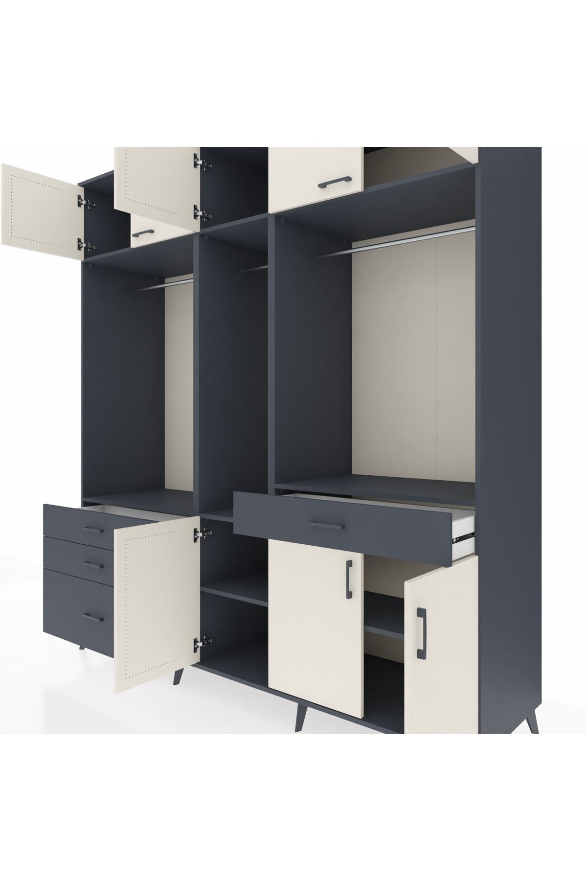 Kronos Dolap 8 Raflı 4 Çekmeceli 3 Askılı 220x59x243 - S784M059V14C