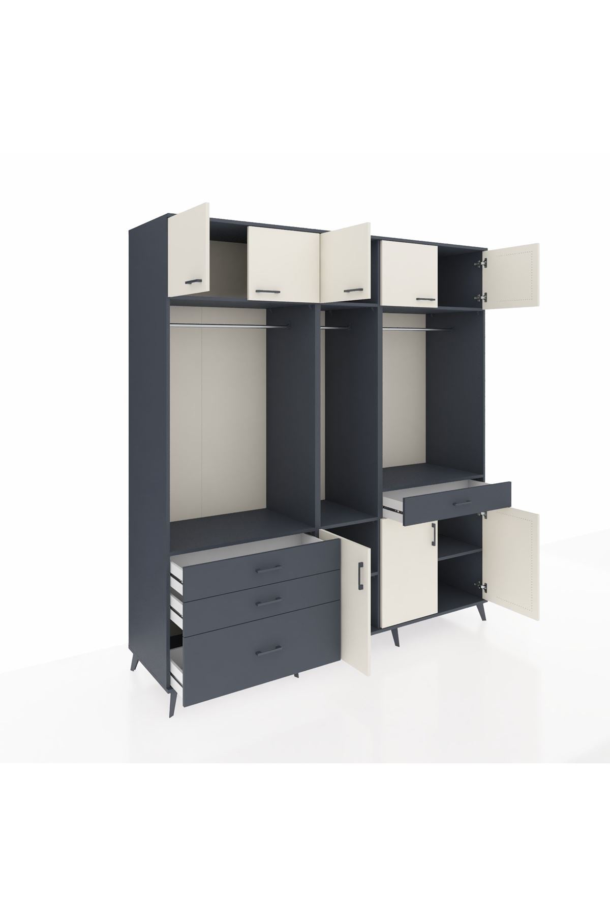 Kronos Dolap 8 Raflı 4 Çekmeceli 3 Askılı 220x59x243 - S784M059V14C
