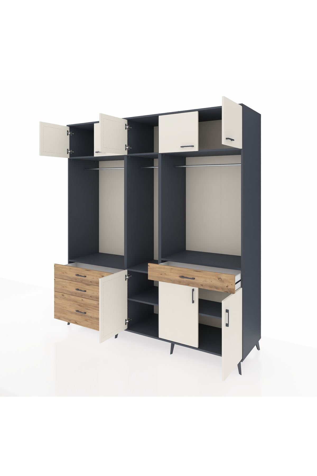 Kronos Dolap 8 Raflı 4 Çekmeceli 3 Askılı 220x59x243 - S784M059V15C