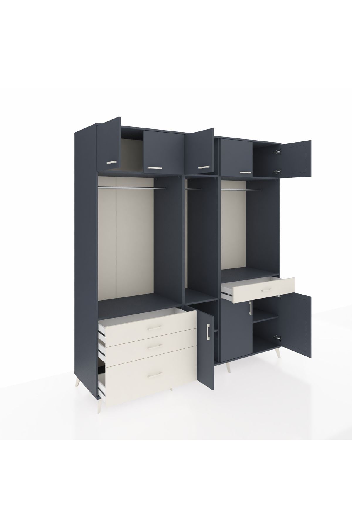 Kronos Dolap 8 Raflı 4 Çekmeceli 3 Askılı 220x59x243 - S784M059V16C
