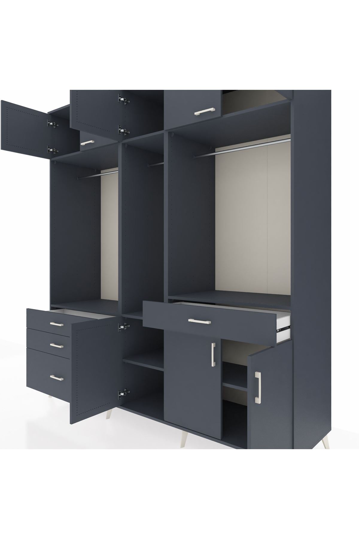 Kronos Dolap 8 Raflı 4 Çekmeceli 3 Askılı 220x59x243 - S784M059V17C