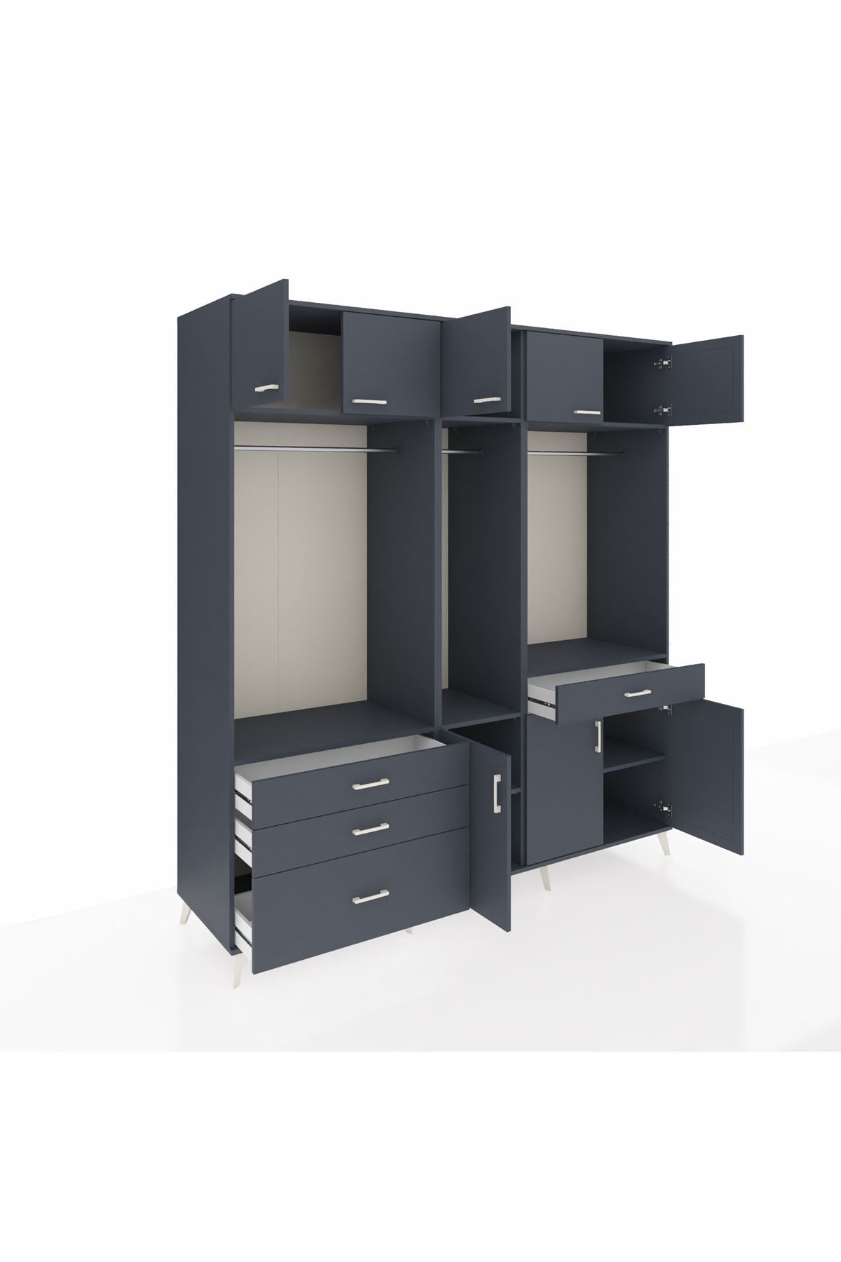 Kronos Dolap 8 Raflı 4 Çekmeceli 3 Askılı 220x59x243 - S784M059V17C