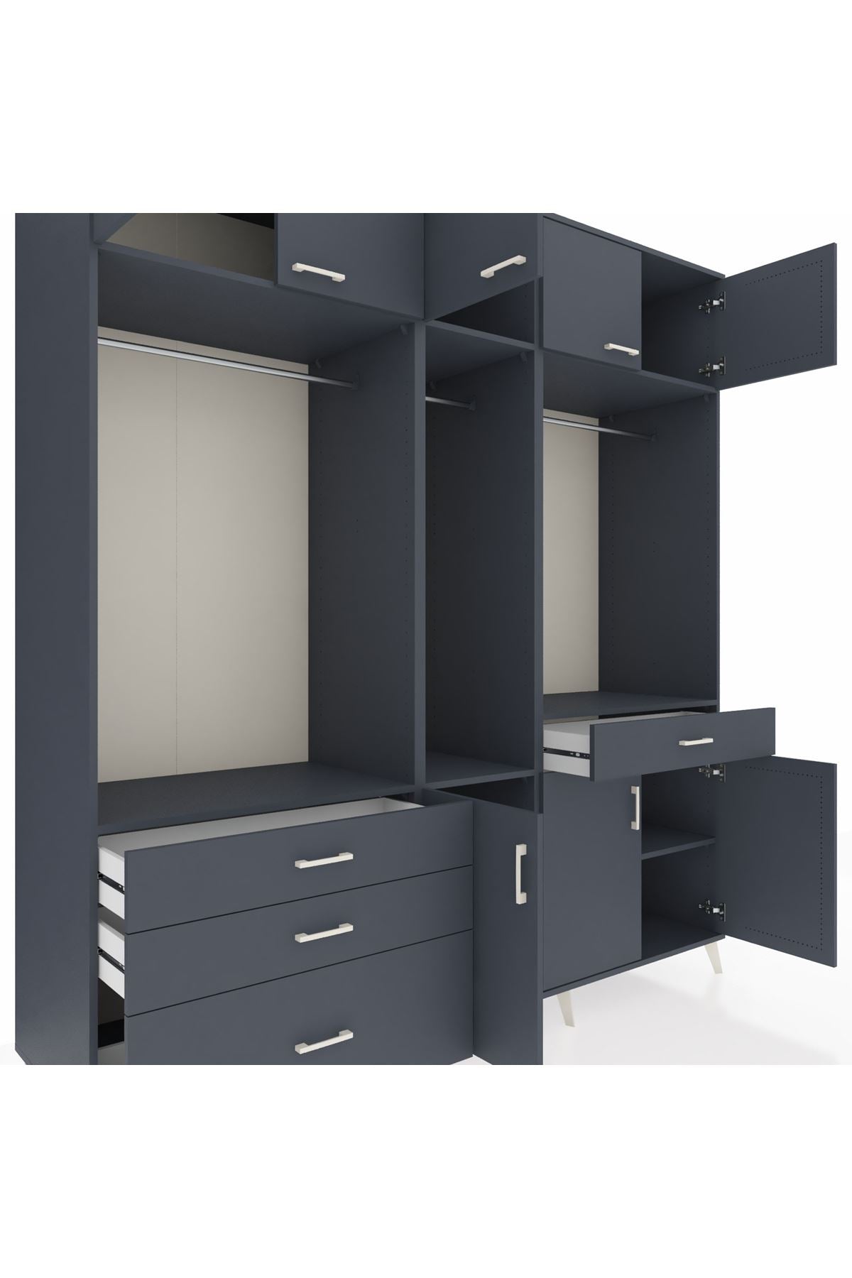 Kronos Dolap 8 Raflı 4 Çekmeceli 3 Askılı 220x59x243 - S784M059V17C