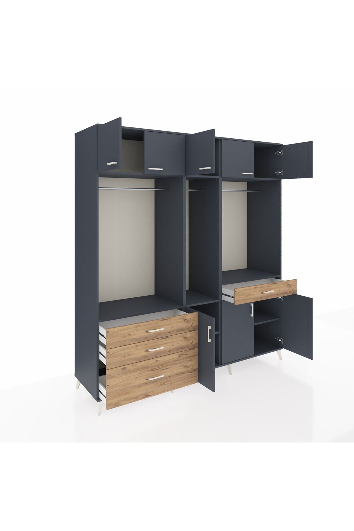 Kronos Dolap 8 Raflı 4 Çekmeceli 3 Askılı 220x59x243 - S784M059V18C