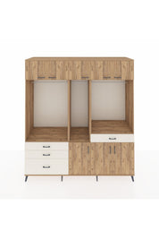 Kronos Dolap 8 Raflı 4 Çekmeceli 3 Askılı 220x59x243 Çam-Çam/Aytaşı