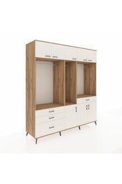 Kronos Dolap 8 Raflı 4 Çekmeceli 3 Askılı 220x59x243 Çam-Aytaşı/Aytaşı