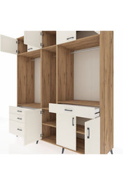 Kronos Dolap 8 Raflı 4 Çekmeceli 3 Askılı 220x59x243 Çam-Aytaşı/Aytaşı