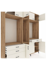 Kronos Dolap 8 Raflı 4 Çekmeceli 3 Askılı 220x59x243 Çam-Aytaşı/Aytaşı