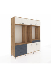 Kronos Dolap 8 Raflı 4 Çekmeceli 3 Askılı 220x59x243 Çam-Aytaşı/Antrasit