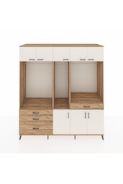 Kronos Dolap 8 Raflı 4 Çekmeceli 3 Askılı 220x59x243 Çam-Aytaşı/Çam