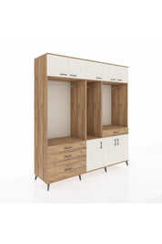 Kronos Dolap 8 Raflı 4 Çekmeceli 3 Askılı 220x59x243 Çam-Aytaşı/Çam