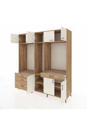 Kronos Dolap 8 Raflı 4 Çekmeceli 3 Askılı 220x59x243 Çam-Aytaşı/Çam