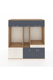 Kronos Dolap 8 Raflı 4 Çekmeceli 3 Askılı 220x59x243 Çam-Antrasit/Aytaşı