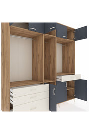 Kronos Dolap 8 Raflı 4 Çekmeceli 3 Askılı 220x59x243 Çam-Antrasit/Aytaşı