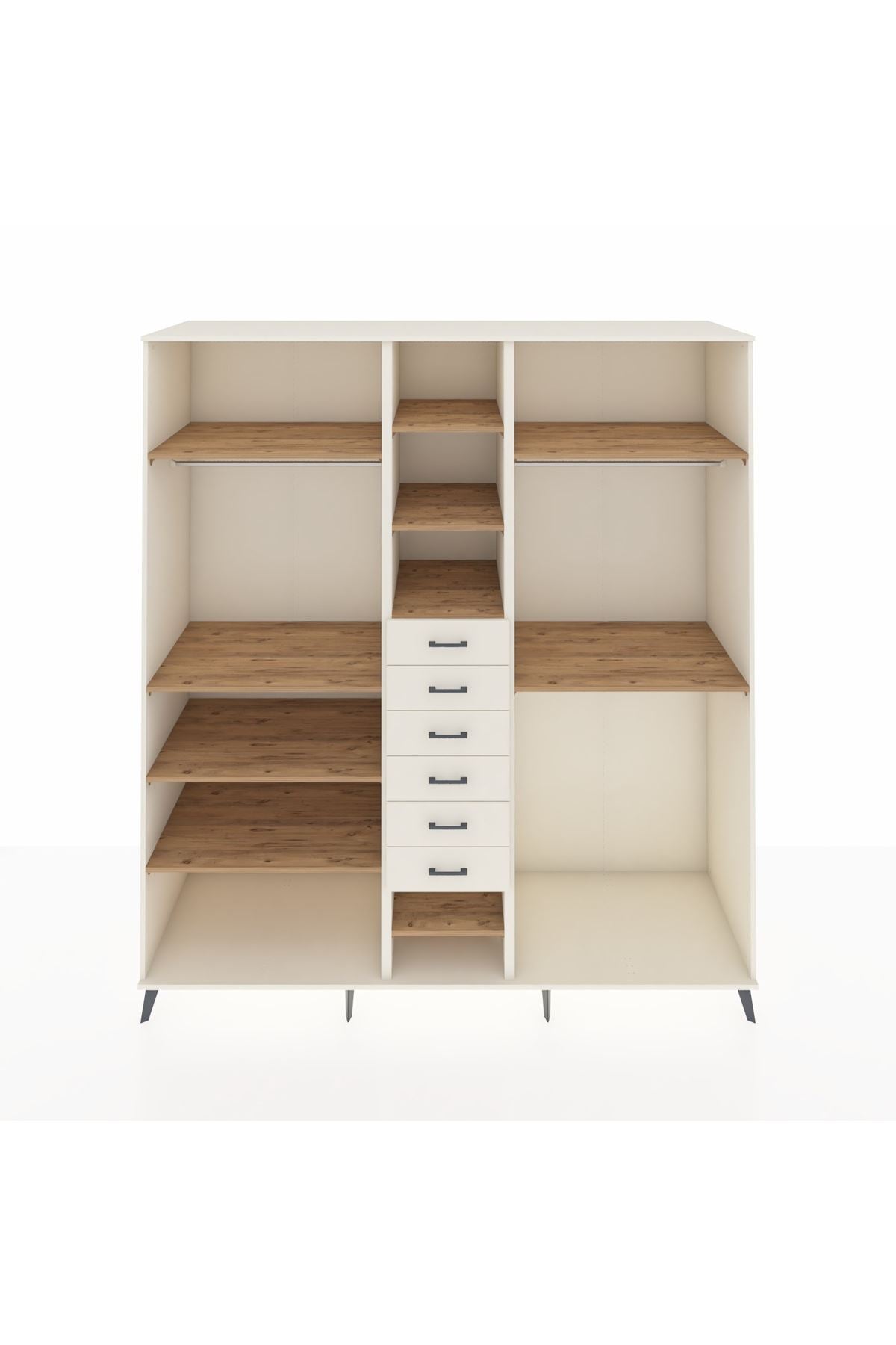 Kronos Dolap 10 Raflı 6 Çekmeceli 3 Askılı 220x59x243 Aytaşı-Çam/Aytaşı