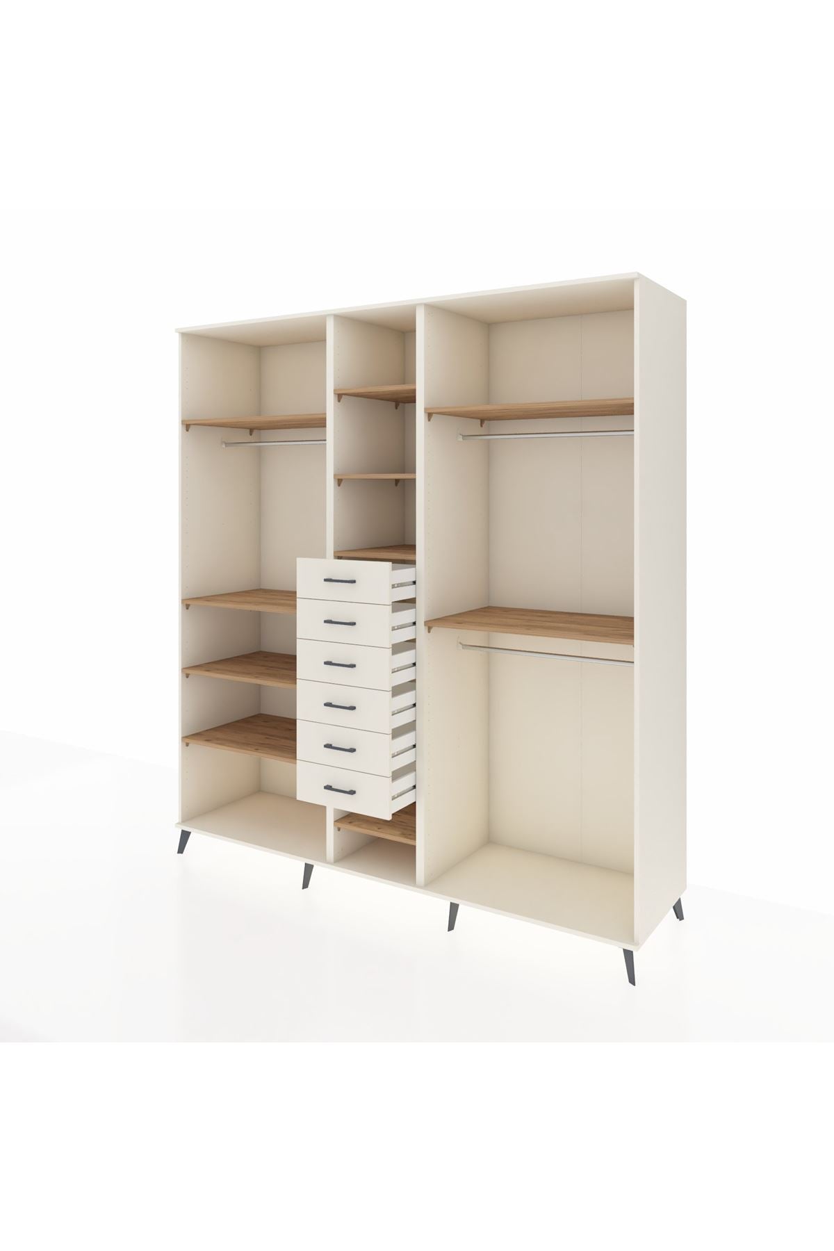 Kronos Dolap 10 Raflı 6 Çekmeceli 3 Askılı 220x59x243 Aytaşı-Çam/Aytaşı