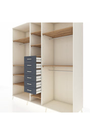 Kronos Dolap 10 Raflı 6 Çekmeceli 3 Askılı 220x59x243 Aytaşı-Çam/Antrasit