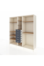 Kronos Dolap 10 Raflı 6 Çekmeceli 3 Askılı 220x59x243 Aytaşı-Çam/Antrasit