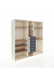 Kronos Dolap 10 Raflı 6 Çekmeceli 3 Askılı 220x59x243 Aytaşı-Çam/Antrasit