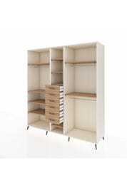 Kronos Dolap 10 Raflı 6 Çekmeceli 3 Askılı 220x59x243 Aytaşı-Çam/Çam