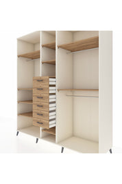 Kronos Dolap 10 Raflı 6 Çekmeceli 3 Askılı 220x59x243 Aytaşı-Çam/Çam