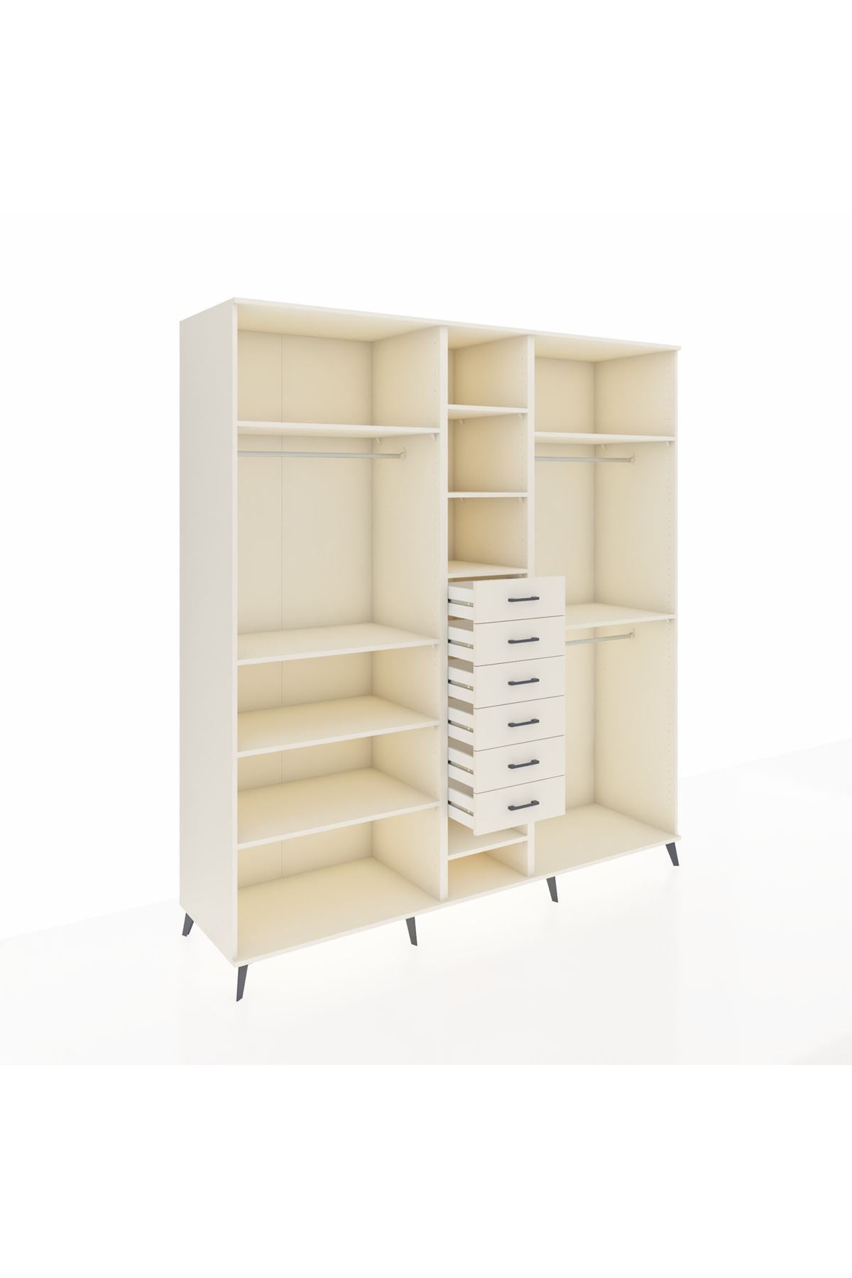 Kronos Dolap 10 Raflı 6 Çekmeceli 3 Askılı 220x59x243 Aytaşı-Aytaşı/Aytaşı