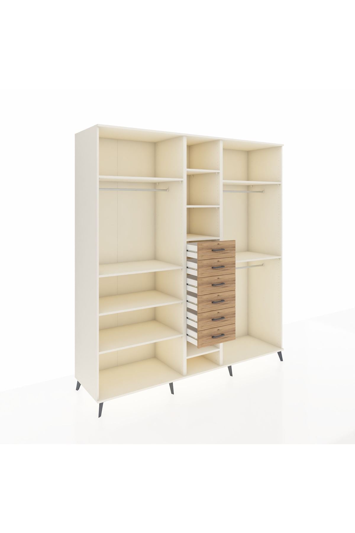 Kronos Dolap 10 Raflı 6 Çekmeceli 3 Askılı 220x59x243 Aytaşı-Aytaşı/Çam