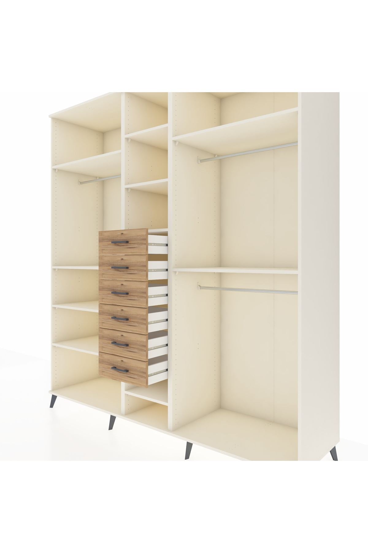 Kronos Dolap 10 Raflı 6 Çekmeceli 3 Askılı 220x59x243 Aytaşı-Aytaşı/Çam
