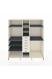 Kronos Dolap 10 Raflı 6 Çekmeceli 3 Askılı 220x59x243 Aytaşı-Antrasit/Aytaşı