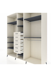 Kronos Dolap 10 Raflı 6 Çekmeceli 3 Askılı 220x59x243 Aytaşı-Antrasit/Aytaşı