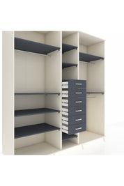 Kronos Dolap 10 Raflı 6 Çekmeceli 3 Askılı 220x59x243 Aytaşı-Antrasit/Antrasit