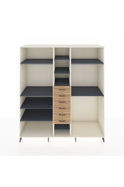 Kronos Dolap 10 Raflı 6 Çekmeceli 3 Askılı 220x59x243 Aytaşı-Antrasit/Çam