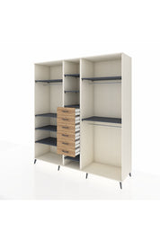 Kronos Dolap 10 Raflı 6 Çekmeceli 3 Askılı 220x59x243 Aytaşı-Antrasit/Çam