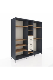 Kronos Dolap 10 Raflı 6 Çekmeceli 3 Askılı 220x59x243 Antrasit-Çam/Aytaşı