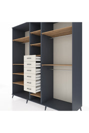 Kronos Dolap 10 Raflı 6 Çekmeceli 3 Askılı 220x59x243 Antrasit-Çam/Aytaşı