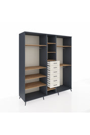 Kronos Dolap 10 Raflı 6 Çekmeceli 3 Askılı 220x59x243 Antrasit-Çam/Aytaşı