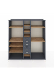 Kronos Dolap 10 Raflı 6 Çekmeceli 3 Askılı 220x59x243 Antrasit-Çam/Antrasit