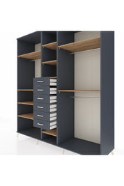 Kronos Dolap 10 Raflı 6 Çekmeceli 3 Askılı 220x59x243 Antrasit-Çam/Antrasit