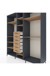 Kronos Dolap 10 Raflı 6 Çekmeceli 3 Askılı 220x59x243 Antrasit-Çam/Çam