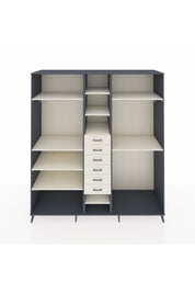 Kronos Dolap 10 Raflı 6 Çekmeceli 3 Askılı 220x59x243 Antrasit-Aytaşı/Aytaşı