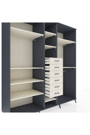 Kronos Dolap 10 Raflı 6 Çekmeceli 3 Askılı 220x59x243 Antrasit-Aytaşı/Aytaşı
