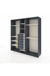 Kronos Dolap 10 Raflı 6 Çekmeceli 3 Askılı 220x59x243 Antrasit-Aytaşı/Antrasit