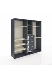 Kronos Dolap 10 Raflı 6 Çekmeceli 3 Askılı 220x59x243 Antrasit-Aytaşı/Antrasit