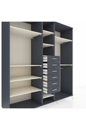 Kronos Dolap 10 Raflı 6 Çekmeceli 3 Askılı 220x59x243 Antrasit-Aytaşı/Antrasit
