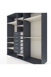 Kronos Dolap 10 Raflı 6 Çekmeceli 3 Askılı 220x59x243 Antrasit-Aytaşı/Antrasit